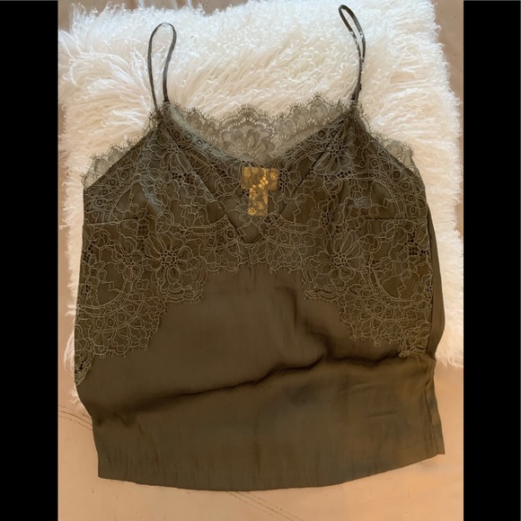 H&M  Camisole Top With Lace Khaki Green - Picture 2 of 8
